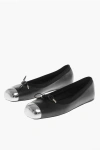 Alexander Mcqueen Black Ballet Flats With Metallic Toe In Smooth Leather Woman