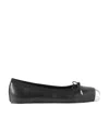Alexander Mcqueen Black Ballet Flats With Metallic Toe In Smooth Leather Woman In Black