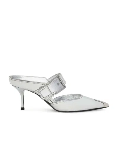 Alexander Mcqueen Metallische Mules In White