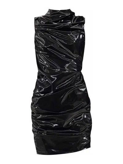 ALEXANDER MCQUEEN METALLIC DRESS WITH RUFFLES