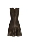 Alexander Mcqueen Metallic-threading Flared Dress In Black