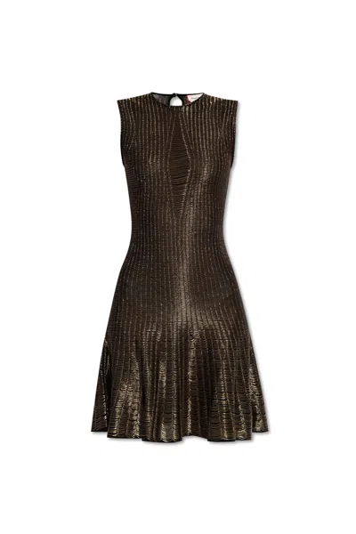 ALEXANDER MCQUEEN METALLIC KNIT MINI DRESS