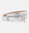 Alexander Mcqueen Metallic Leather Belt In Silver