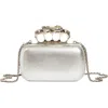 Alexander Mcqueen Knuckle Minaudière Clutch In Silver