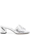 Alexander Mcqueen Alexander Mc Queen Metallic Leather Heel Sandals In Silver