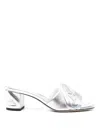 Alexander Mcqueen Alexander Mc Queen Metallic Leather Heel Sandals In Silver