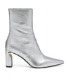 Alexander Mcqueen Metallic Leather T-bar Heeled Ankle Boots 80 In Black