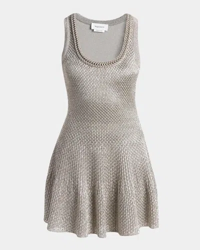 Alexander Mcqueen Metallic Mini Dress In Black