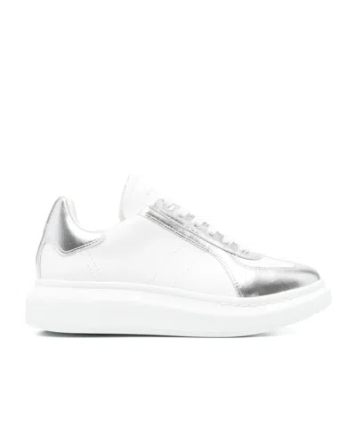 ALEXANDER MCQUEEN METALLIC-PANEL LEATHER SNEAKERS