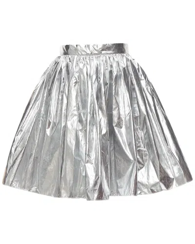 Alexander Mcqueen Metallic Silver Flared Knee Length Circle Skirt (authentic  Pre-loved) In White