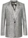 Alexander Mcqueen Metallic Single-breasted Blazer In Grey