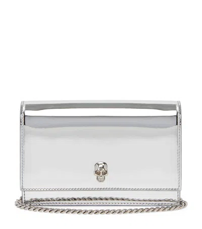Alexander Mcqueen Metallic Skull Shoulder Bag In Silver