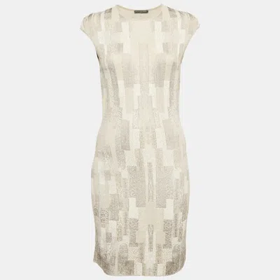Pre-owned Alexander Mcqueen Metallic Stretch Knit Sleeveless Short Dress M In Gray