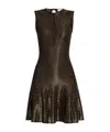 Alexander Mcqueen Metallic-threading Flared Dress In Black