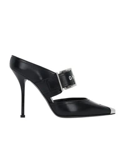 Alexander Mcqueen Metallic-toe Cap Pumps In Black
