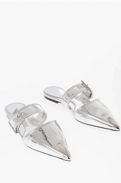 ALEXANDER MCQUEEN METALLIZED LEATHER POINTED MULES