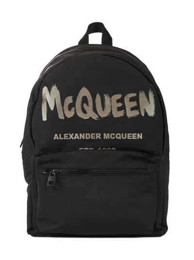 Alexander Mcqueen Graffiti Metropolitan Backpack In Black