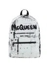 Alexander Mcqueen Fold-print Jacquard Canvas Backpack In Black/white
