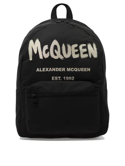 Alexander Mcqueen Black Metropolitan Graffiti Backpack