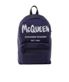Alexander Mcqueen Shoulder Straps Backpack With Front Zip Pocket In Blue