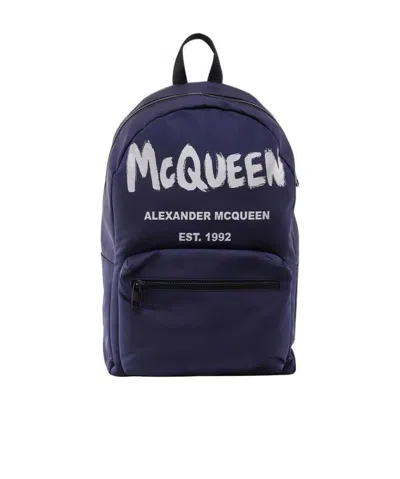 Alexander Mcqueen Metropolitan Logo-print Backpack In Blue