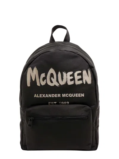 Alexander Mcqueen Metropolitan Nylon Backpack With Graffiti Print