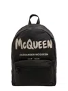 Alexander Mcqueen Metropolitan Nylon Backpack With Graffiti Print In Black