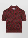 Alexander Mcqueen Microcheck Polo Shirt Lurex Collar Detail In Red