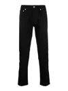 Alexander Mcqueen Black Jeans With Branded Button And Logo Patch In Cotton Denim Stretch Man In Black