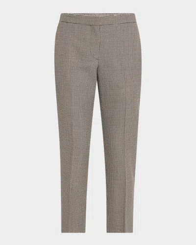 Alexander Mcqueen Mid-rise Straight-leg Houndstooth Trousers In Lead Ivory