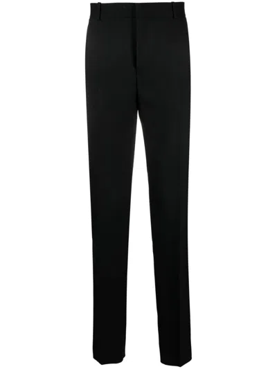 Alexander Mcqueen Mid-rise Wool Tailored Trousers In Black
