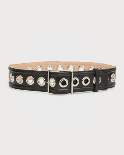 Alexander Mcqueen Mid-size Eyelet Belt In Black