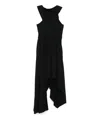 Alexander Mcqueen Gathered Asymmetric Cotton Jersey Midi Dress In Black