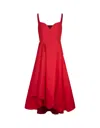 Alexander Mcqueen Asymmetric Flared Midi Dress In Red