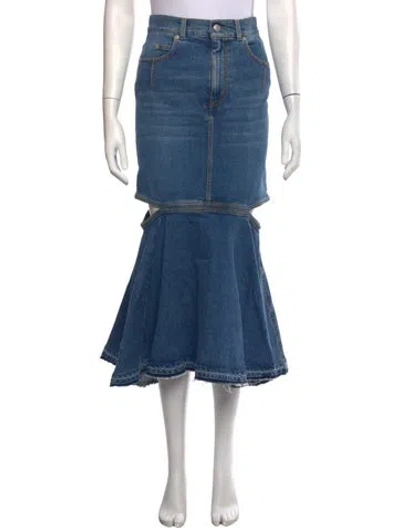 Pre-owned Alexander Mcqueen Midi Length Skirt In Blue