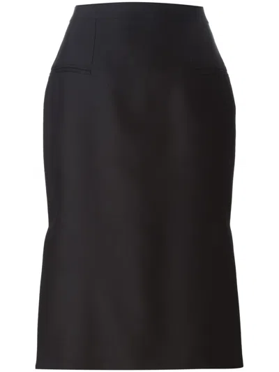 Alexander Mcqueen Midi Pencil Skirt In Black