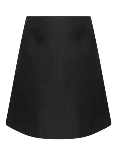 Alexander Mcqueen Satin A-line Skirt In Black