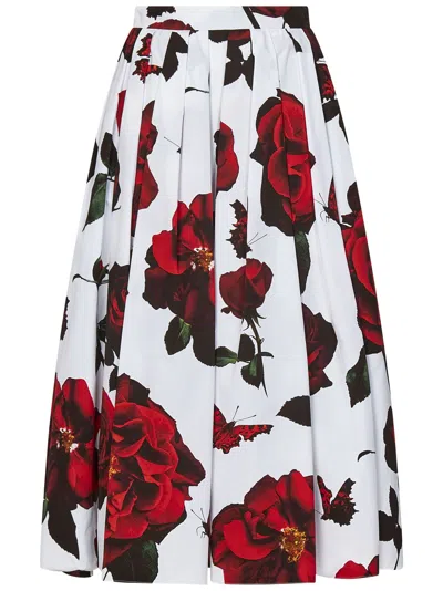 Alexander Mcqueen Midi Skirt In White