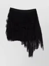 Alexander Mcqueen Midi Skirt With Asymmetric Hem And Lace In Black