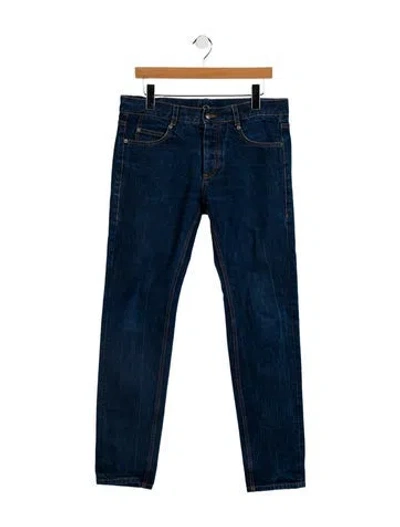 Pre-owned Alexander Mcqueen Mid-rise Straight Leg Jeans In Blue
