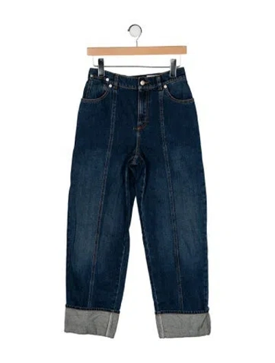 Pre-owned Alexander Mcqueen Mid-rise Straight Leg Jeans In Blue