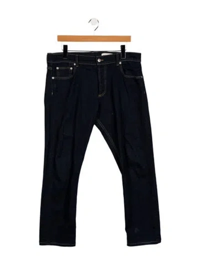 Pre-owned Alexander Mcqueen Mid-rise Straight Leg Jeans In Blue