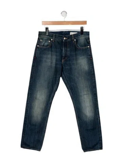 Pre-owned Alexander Mcqueen Mid-rise Straight Leg Jeans In Blue