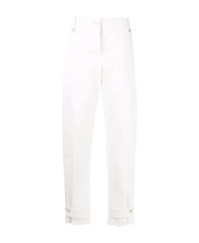 Alexander Mcqueen Military Cuff Tailored Trousers In White