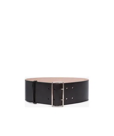 ALEXANDER MCQUEEN BLACK LEATHER WAIST BELT