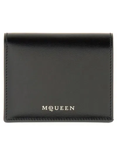 Alexander Mcqueen Mini 100% Leather Skin Wallet In Black