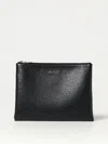 Alexander Mcqueen Black Hammered Leather Clutch Bag With Logo In 黑色