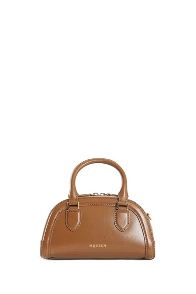 Alexander Mcqueen Mini Birdee Boston Top Handle Bag In Brown