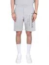 Alexander Mcqueen Men Bermuda Shorts With Graffiti Logo Print In Gray