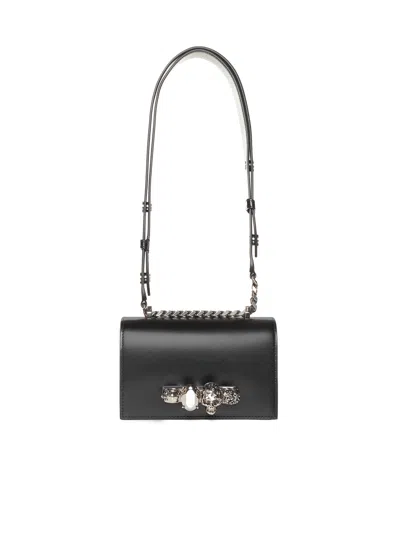 Alexander Mcqueen Mini Biker Jeweled Shoulder Bag In Black